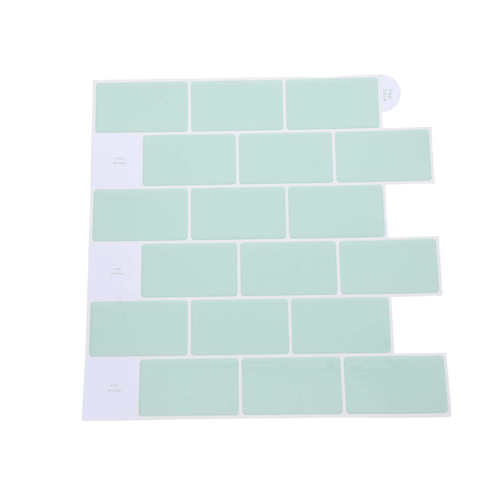 Waterproof Wallpaper 3D Gel Design Peel And Stick Tile Backsplash Self Adhesive Decorative Tiles Light Green 1Set