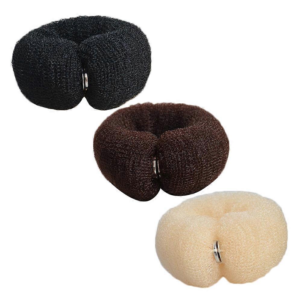 Hair Bun Shaper Donut Bun Makers Elastic and Supple For Dinner 18.00X4.00X1.00CM Coffee 3Pcs