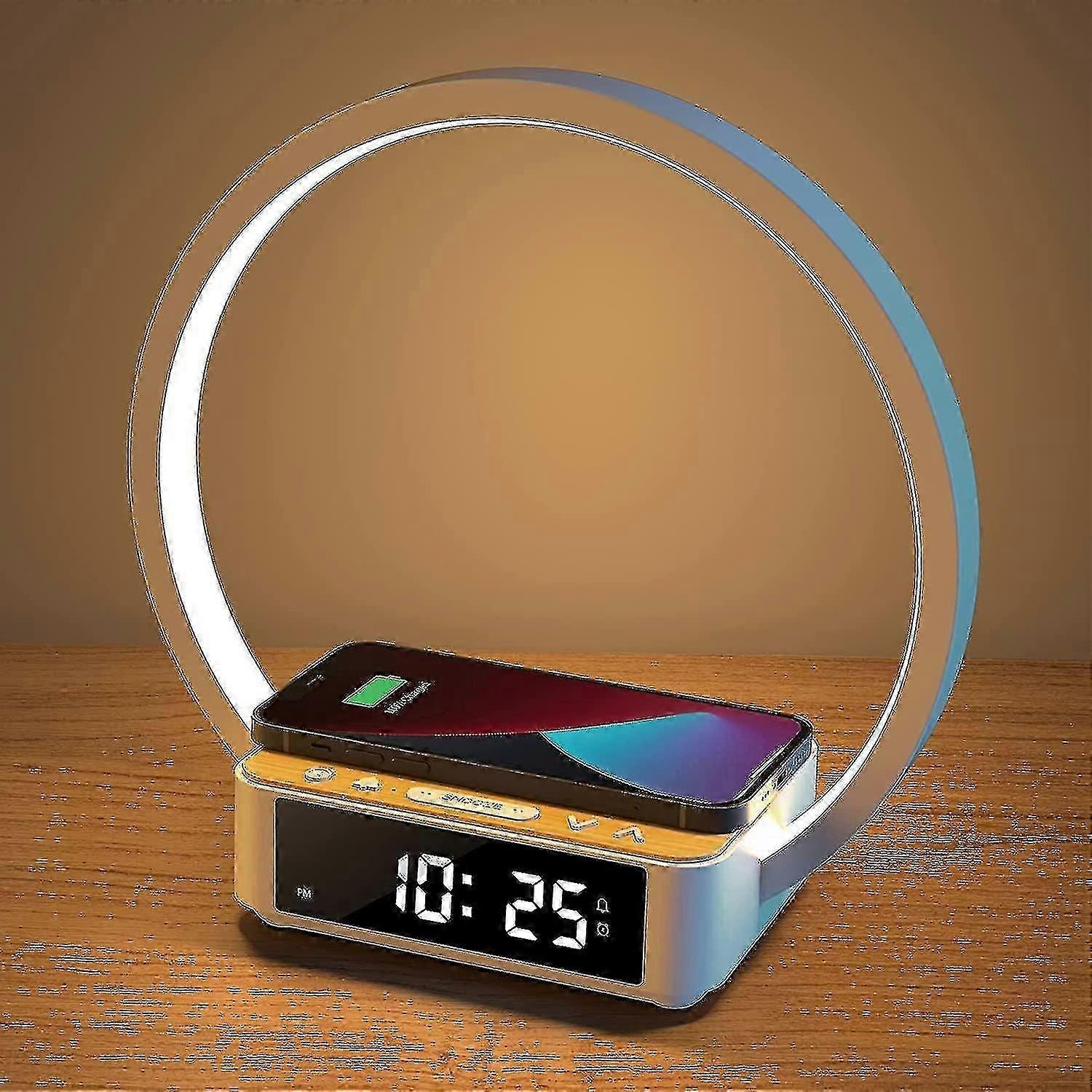 Alarm Clock With Eye Protection Reading Light With Wireless Charging Stand