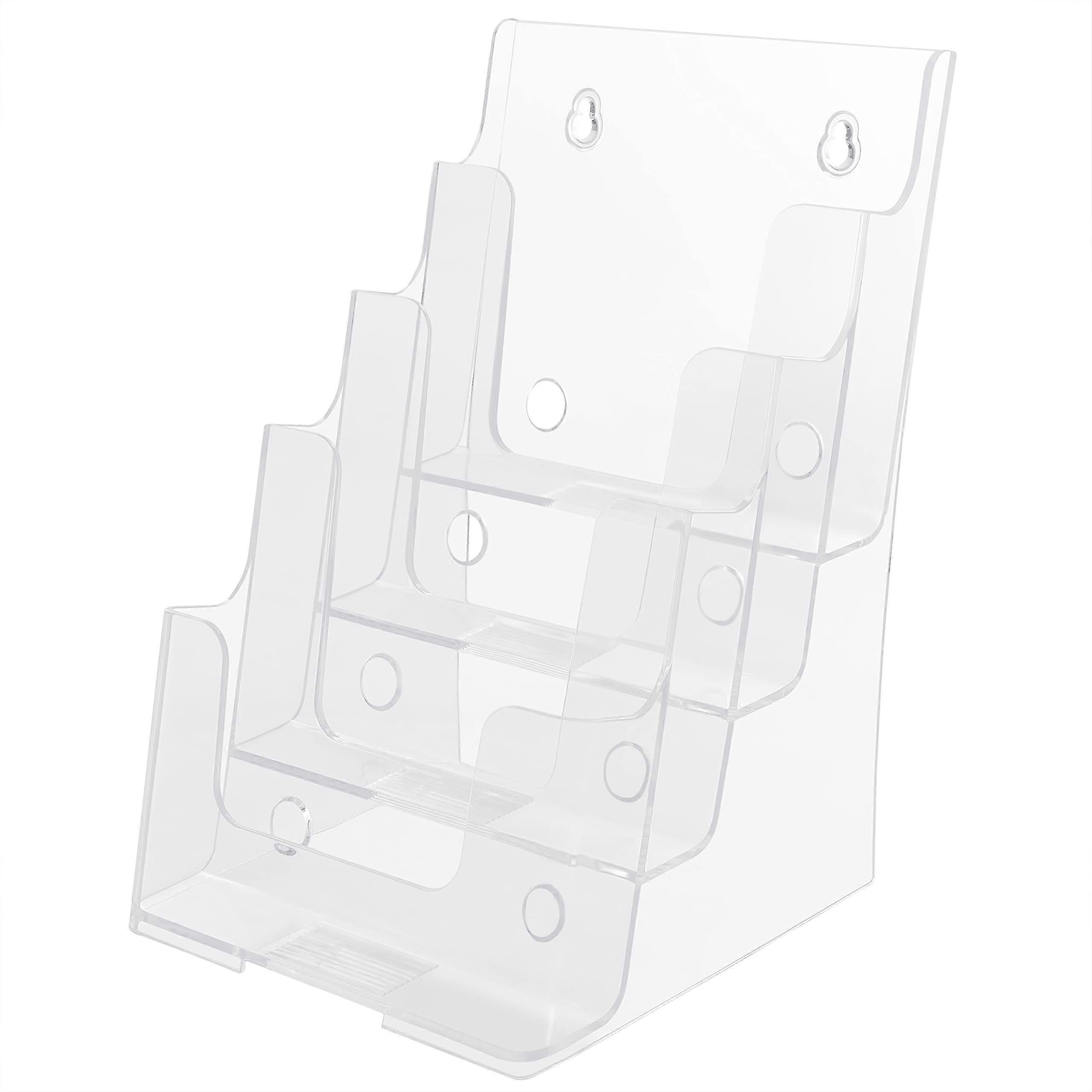 Wall Brochure Holder A4 Transparent Plastic Four Level Portrait Format For Brochures, Flyers, Menus