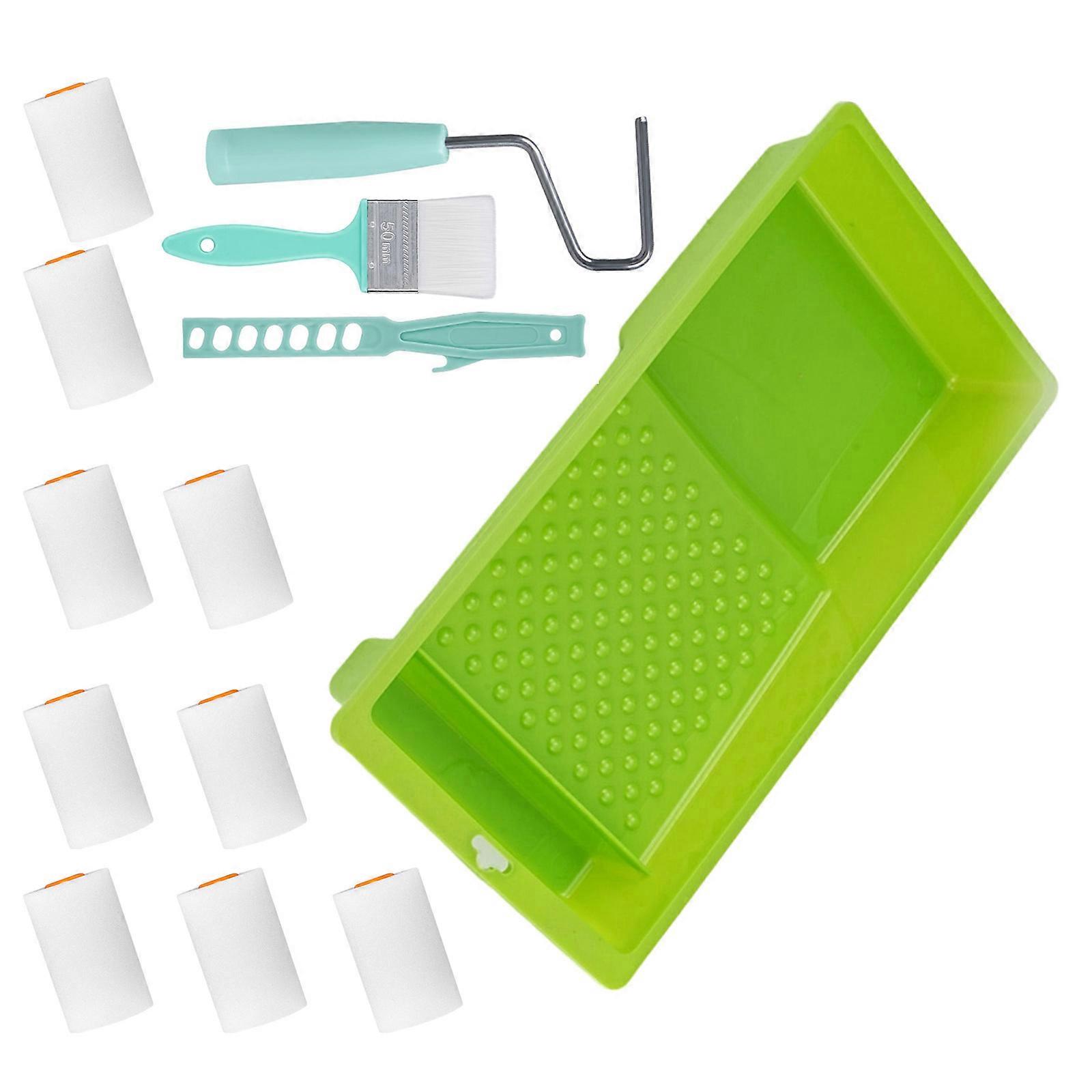 13Pcs Paint Roller Set Includes 2Inch Drywall Compound Rollers and Frame Portable Accessory for Wall and Ceilings Multicolor