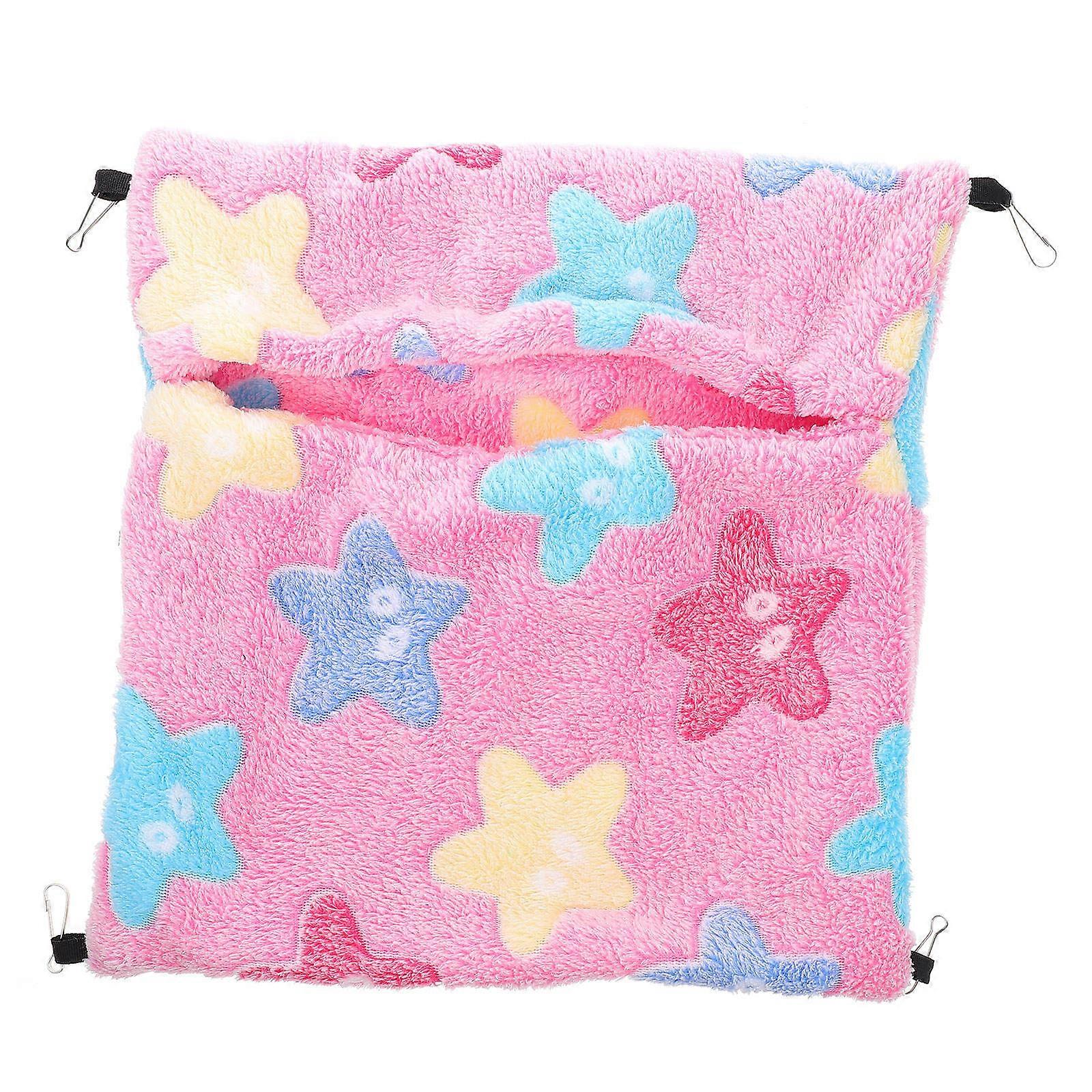 Hammock Nest Toys Small Pet Hammock Indoor Use PP Cotton Breathable Simple and Generous Pink 35X30X3CM 1Set