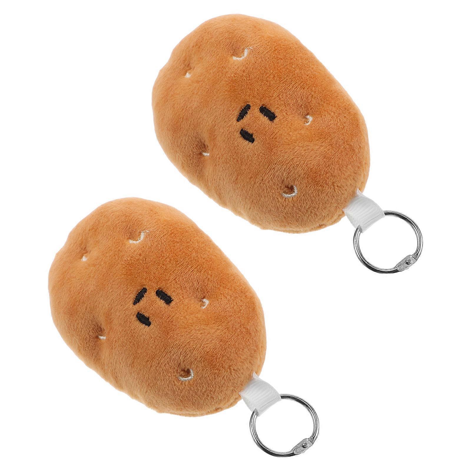 Plush Keychain Pendant Cute Plushies Kawaii Potato Shape Bag Charm For Kids And Adults Daily Use 10.00X5.00X4.00CM 2Pcs