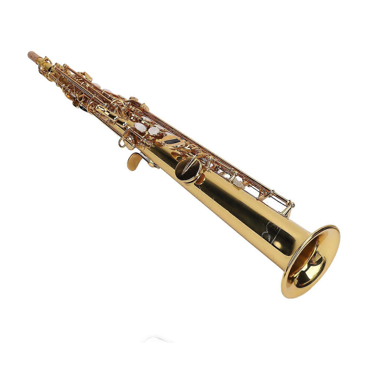 Soprano Saxophone Kit Bb Soprano Sax with Mouthpiece Bend Neck Cleaning Tool for Beginner Student Intermediate Players