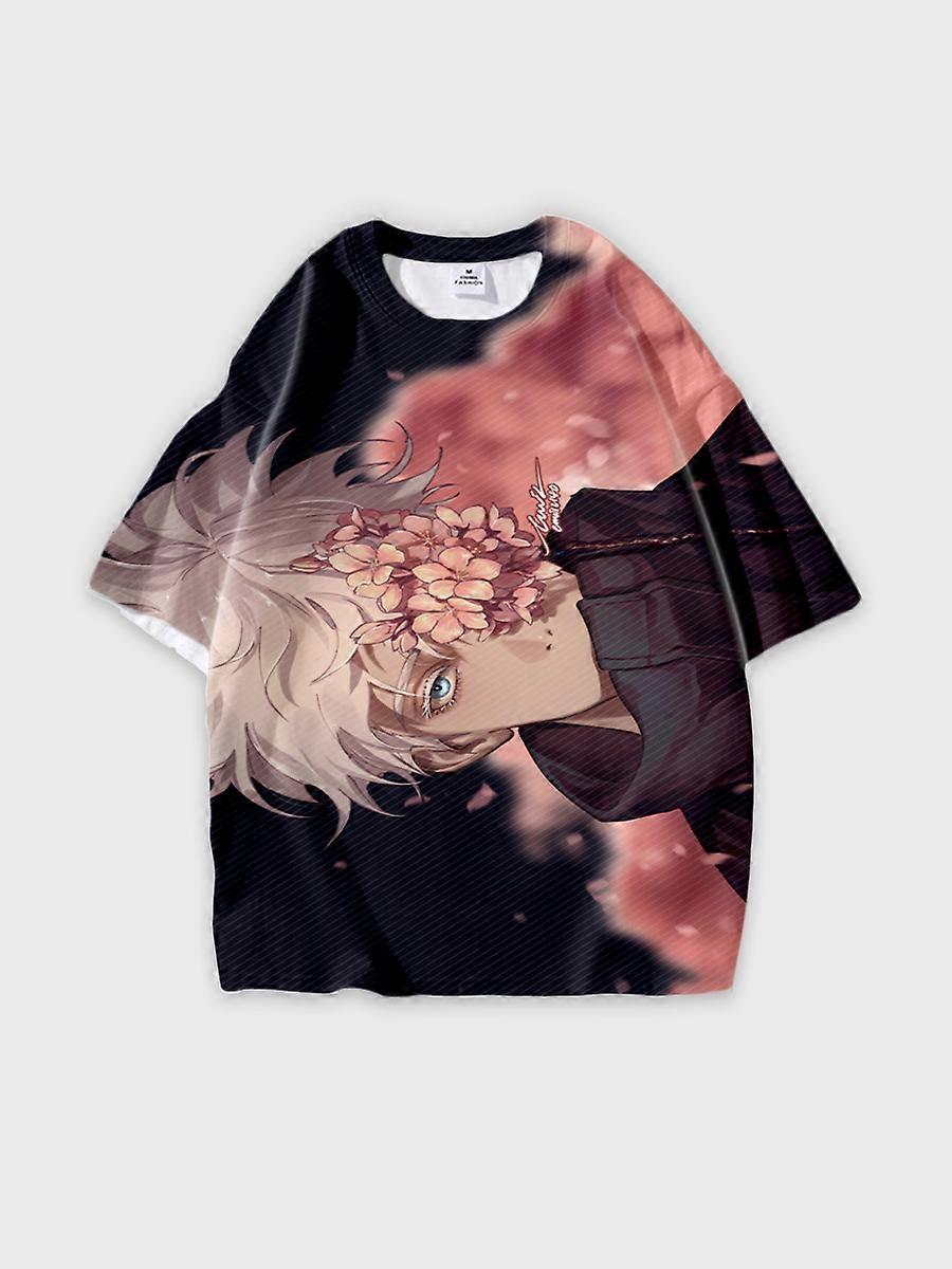 T-shirt round neck Character Pattern loose short sleeve P1353