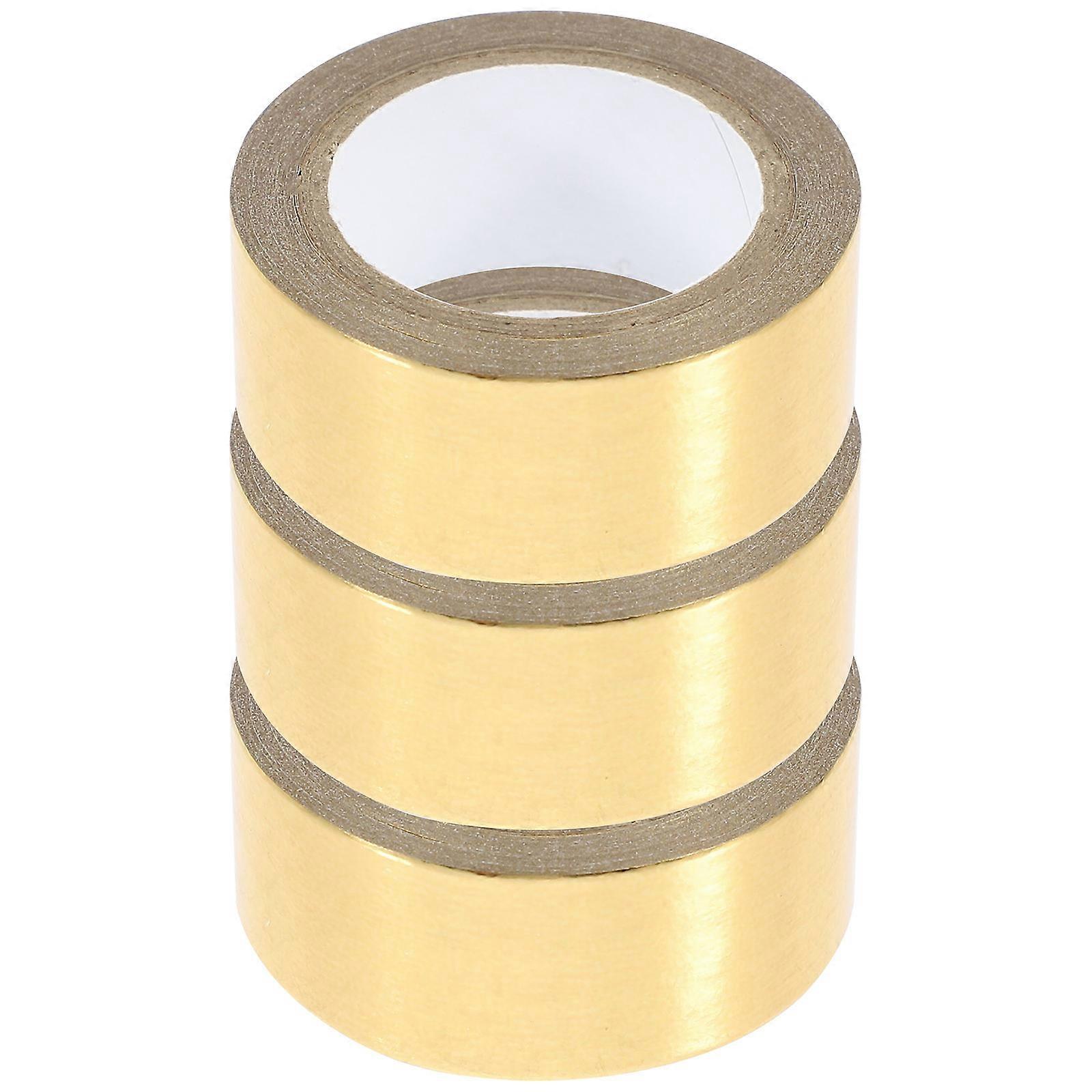3 Rolls Journal Decorative Tape Ideal For Scrapbook Decoration And Diary Decoration In Golden With Simple Design Ideal For DIY Lovers