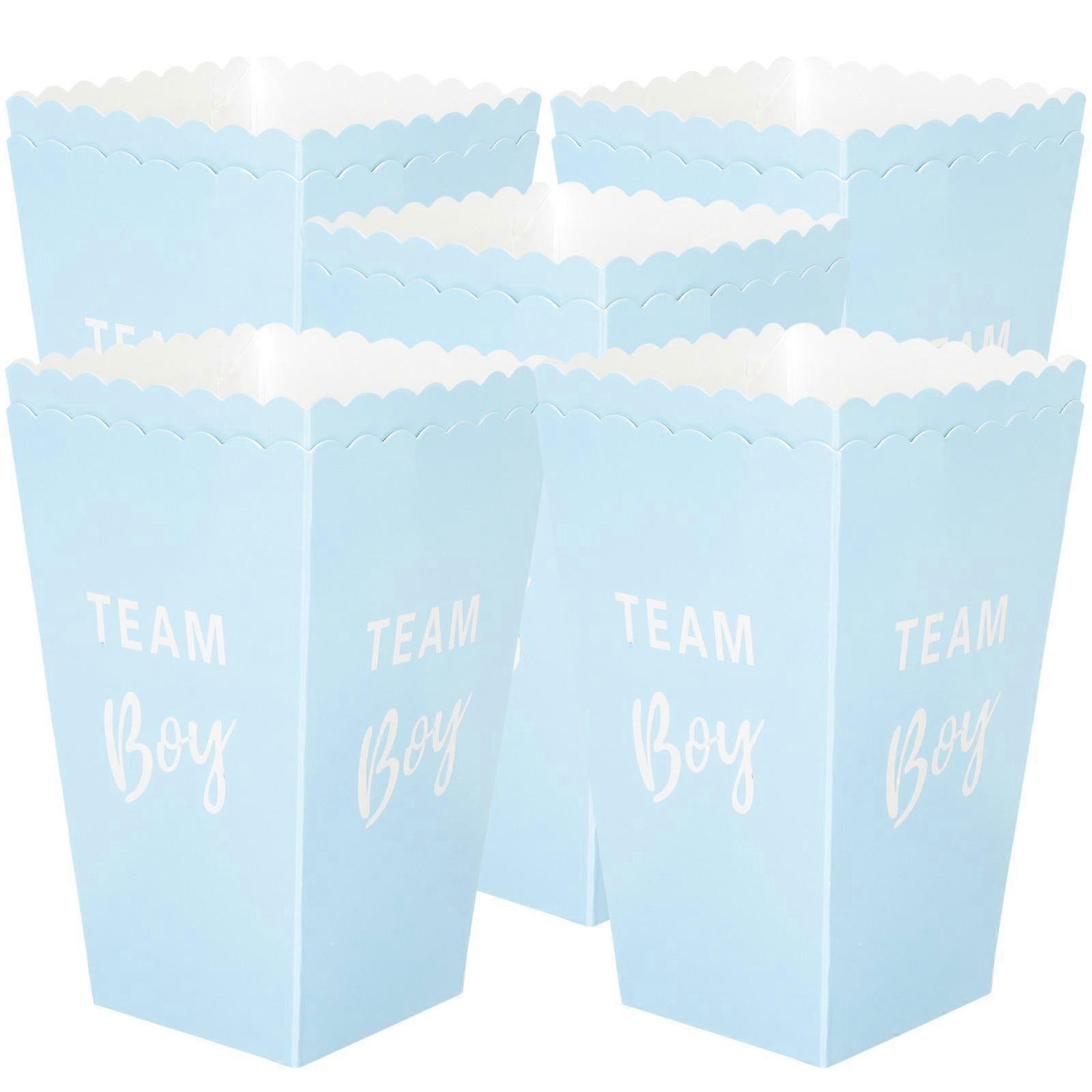 20pcs Gender Reveal Paper Popcorn Boxes for Boy or Girl Parties – Small Snack Containers for Newborn Showers and Celebration Events