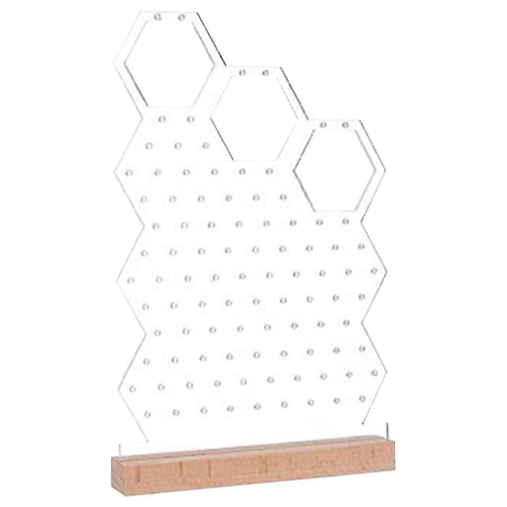 Acrylic Earring Display Stand with Wood Base for Stable Storage Transparent Suitable for Desktop Use 7.5 x 5.5 Inches