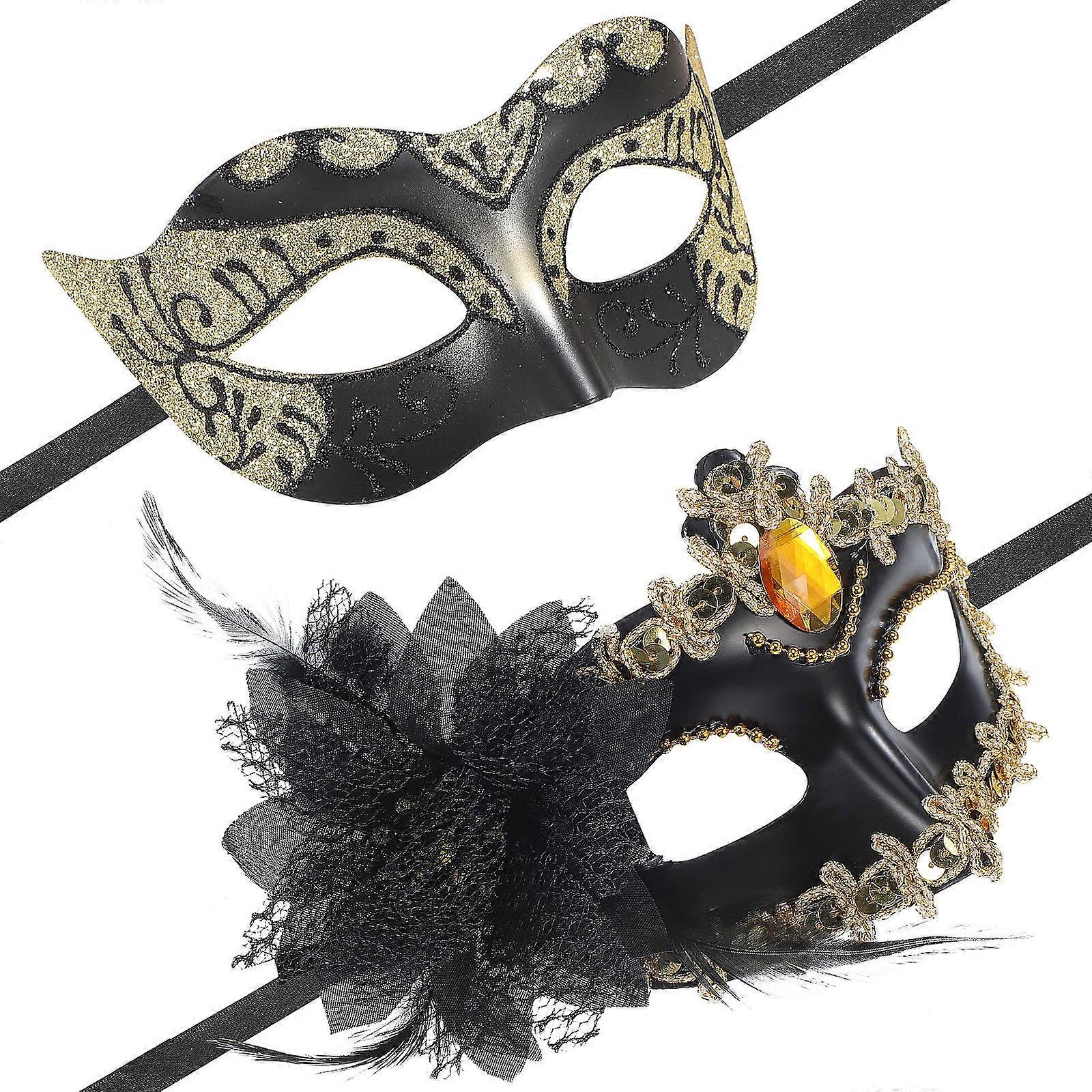 Vintage Style Masquerade Masks for Couples, Unisex Party Masks with Detailed Patterns for Theatrical Events, Weddings & Costume Parties