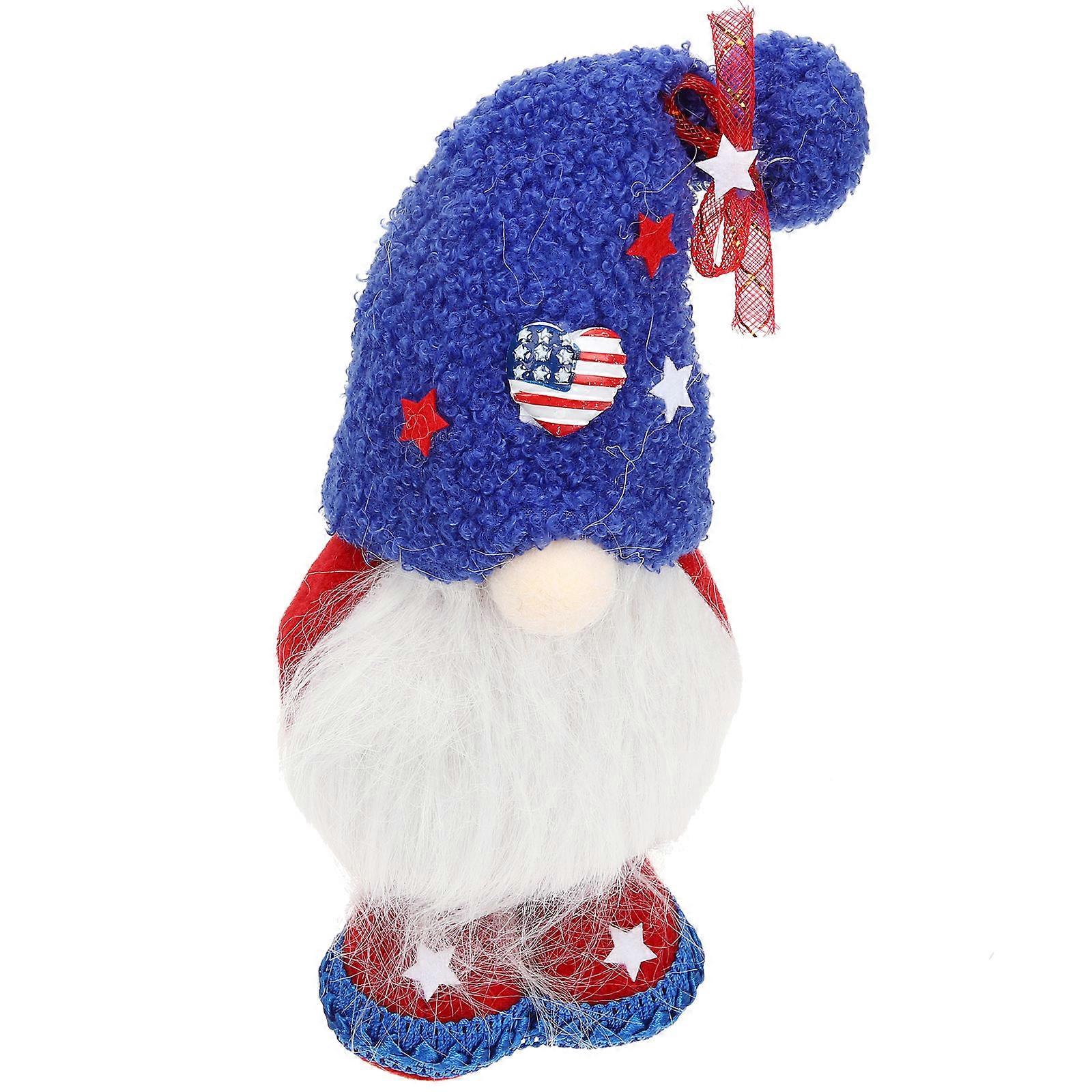 Independence Day Gnome Decor Plush Gnome Doll Ornament Party Supply Red Home Decor 1Set