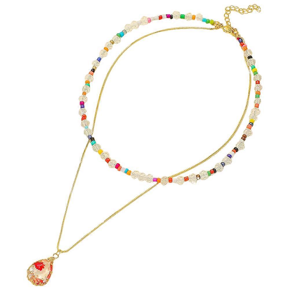 Beaded Necklace for Women with Resin Material Double Layered and Adjustable Design Multi Color