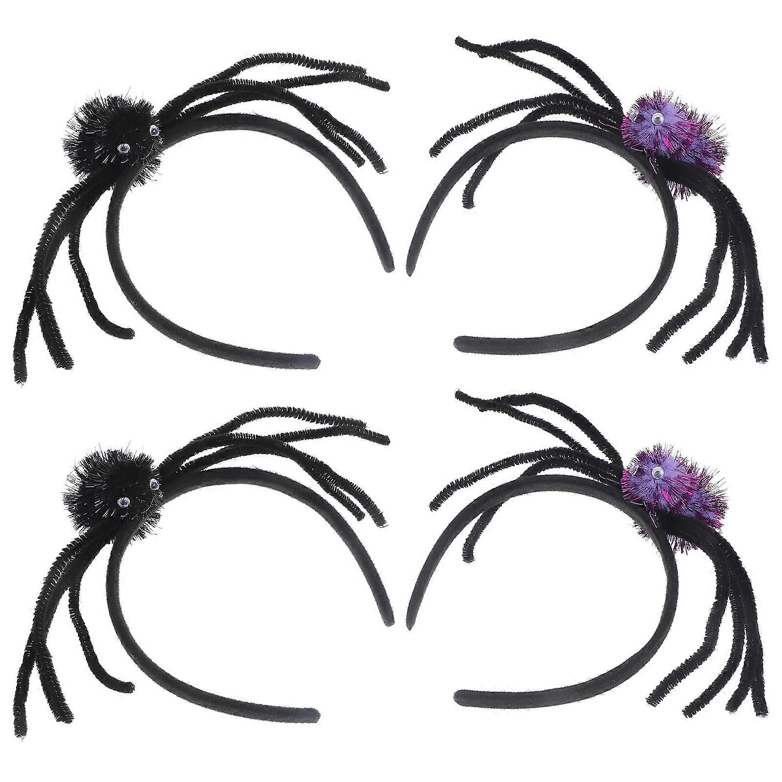 Halloween Headband with Spider Design for Party Use Assorted Color Comfortable Plastic Hair Hoops