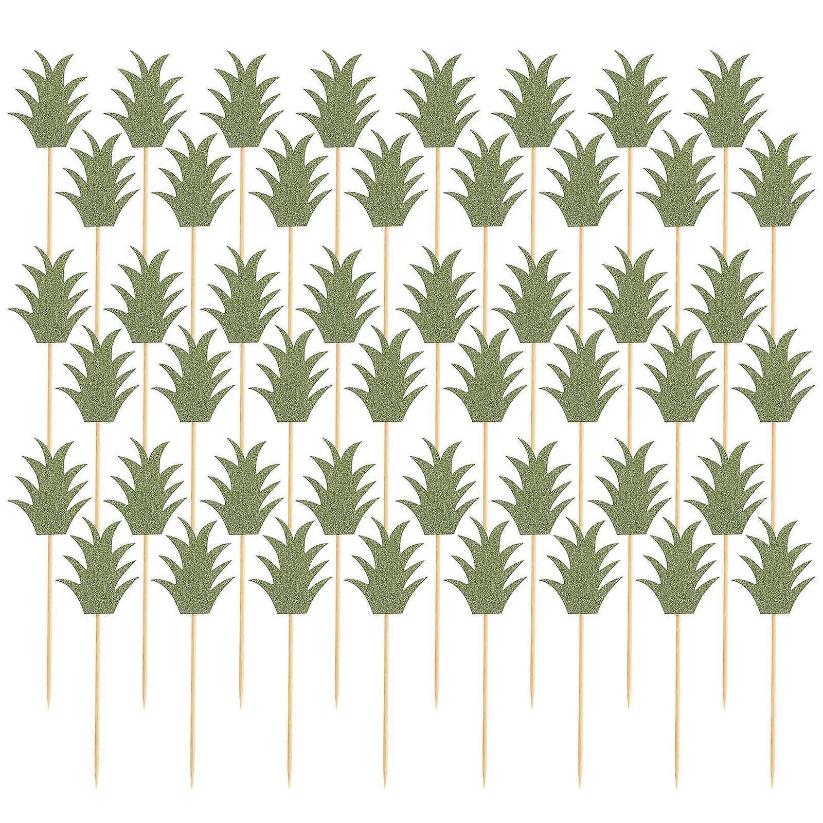 48pcs Leaf Cake Toppers Paper Picks Cupcake Insert Decorations Party Supplies for Birthdays Festivals