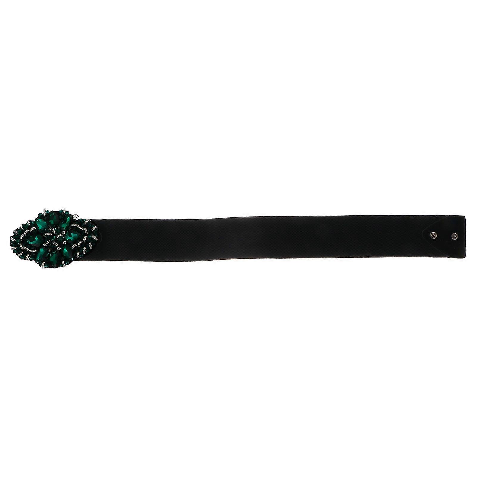 Rhinestone Elastic Waist Belt for Women – Stretch Girdle Cummerbund Fashion Accessory, Lightweight Durable Design, Emerald Green