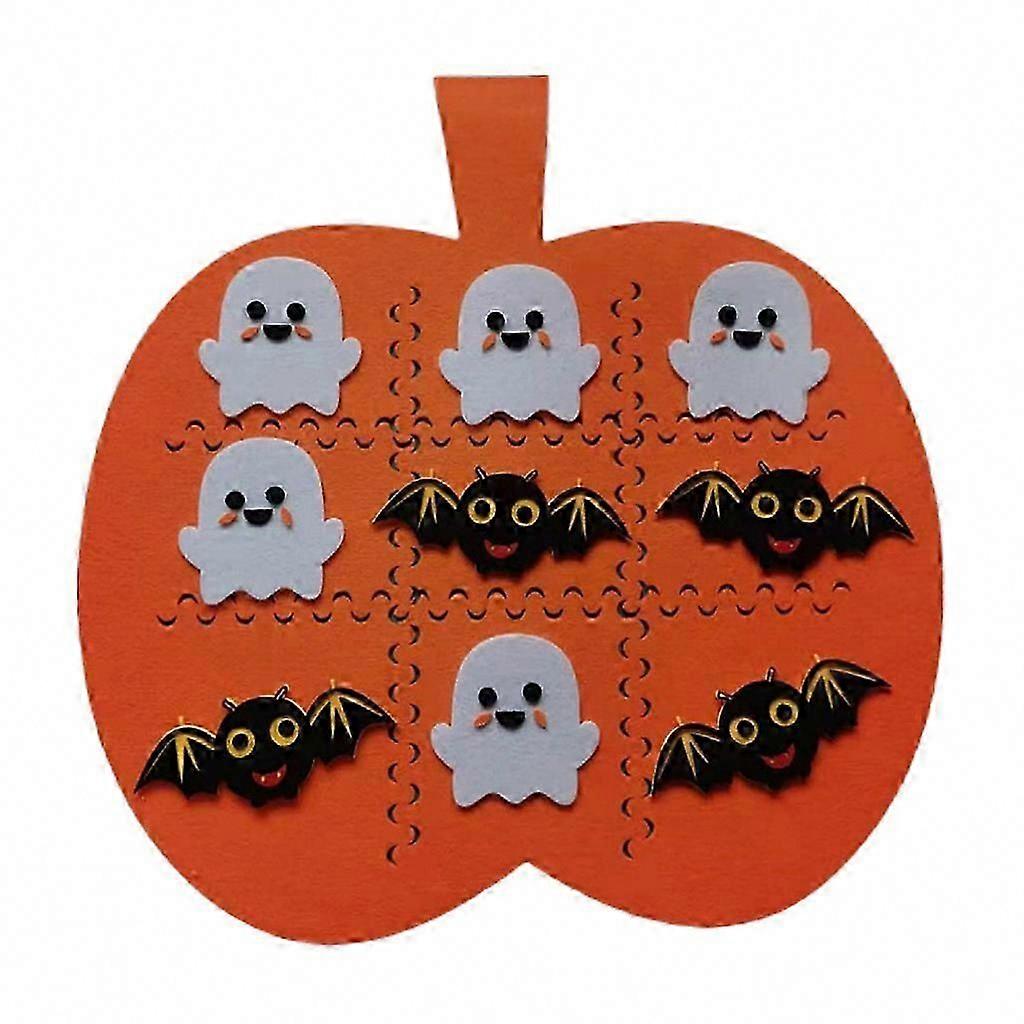 Hallowen Tic-Tac-Toe Felt Puzzle Board Game Ghost Bat Pumpkin Mat Pad Chess Toy
