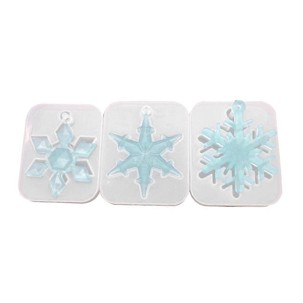 Snowflake Pendant Casting Molds 3Pcs For DIY Jewelry Making Projects About 9 X 8 X 1Cm Durable Tools