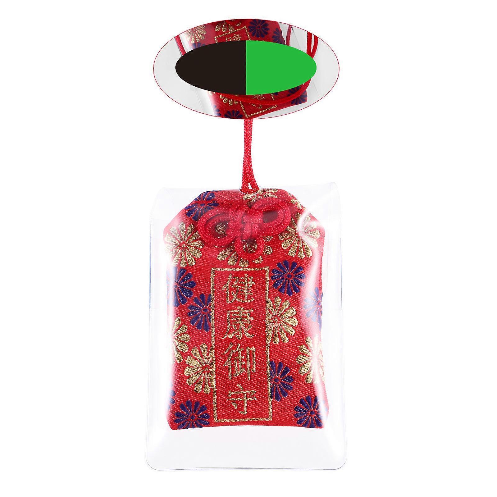 Japanese Style Omamori Amulet Charm Blessing Bag with Brocade Material Multi Color for Health with Hanging Lanyard 2.5 inch
