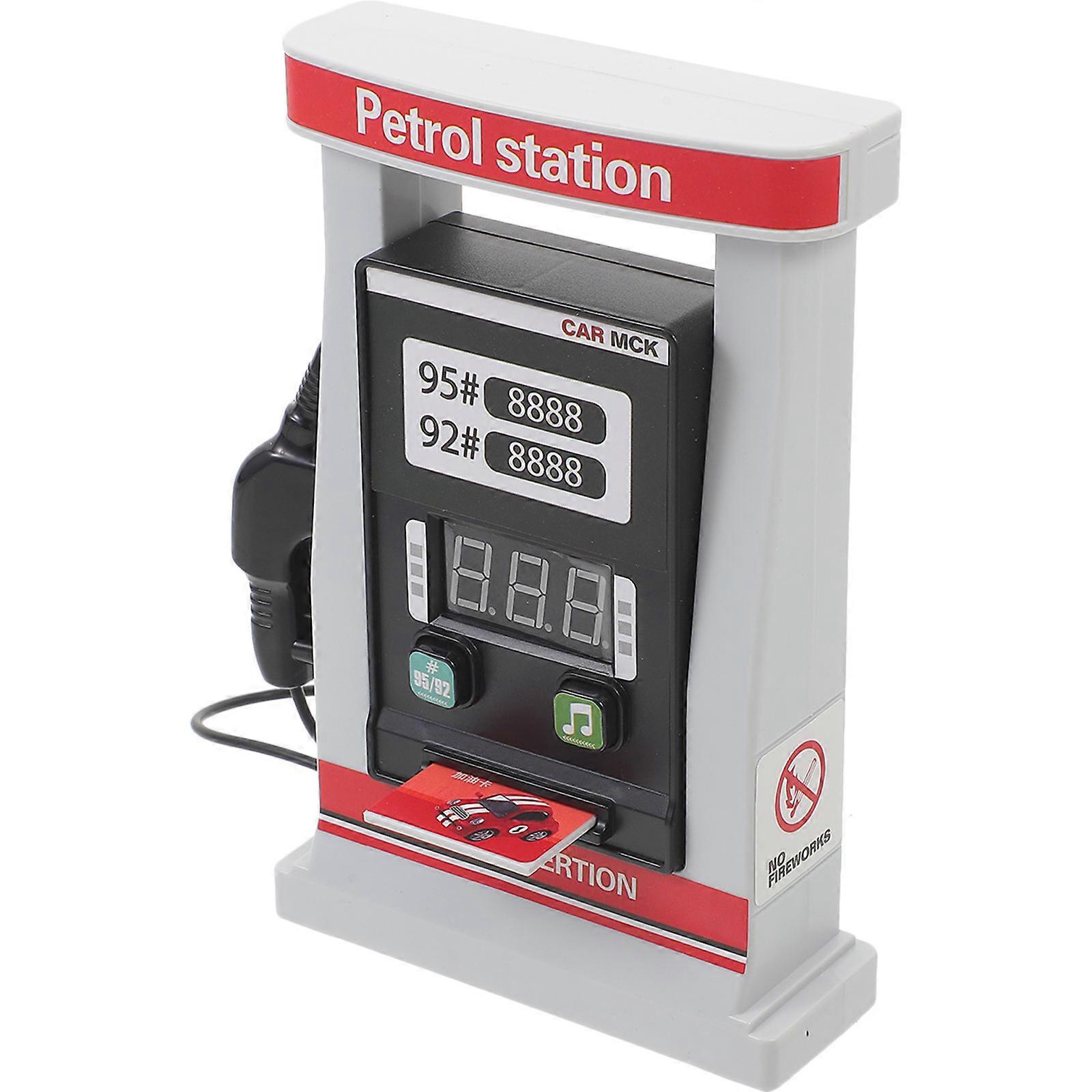 Realistic Gas Station Model Kit for DIY Decor in Red ABS Material with Swiping Card Voice Function 10.5 Inches