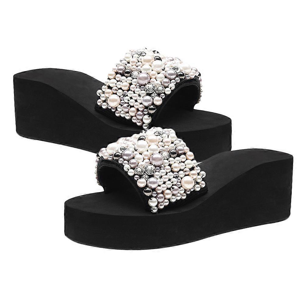 Chic Wedge Slippers for Size 40 with Anti-slip Function Ideal for Home and Beach Activities During Summer 1 Pair