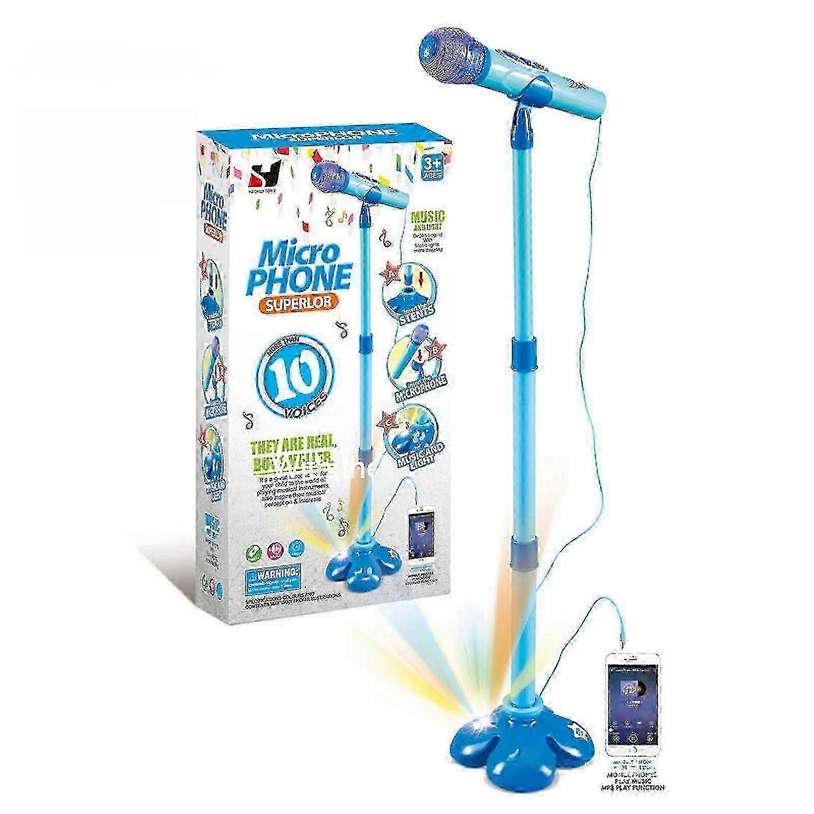 Microphone Set For Kids, Toys With Music Light, Adjustable Height Microphone With Stand, Karaoke Toys