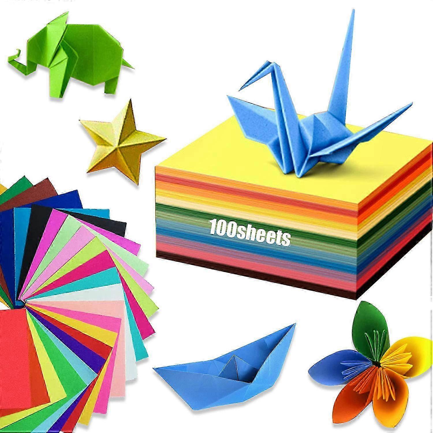 100 Sheets Origami Paper Set in 20 Vibrant Colors - Perfect for Creative Crafting & DIY Projects