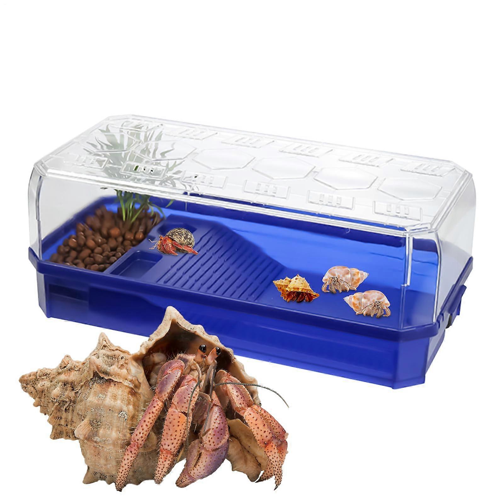 Turtle tank, spacious, multilevel turtle aquarium, tiered habitat with ramp, 34 x 18 x 15 cm, versatile reptile enclosure for snakes, crabs, geckos.