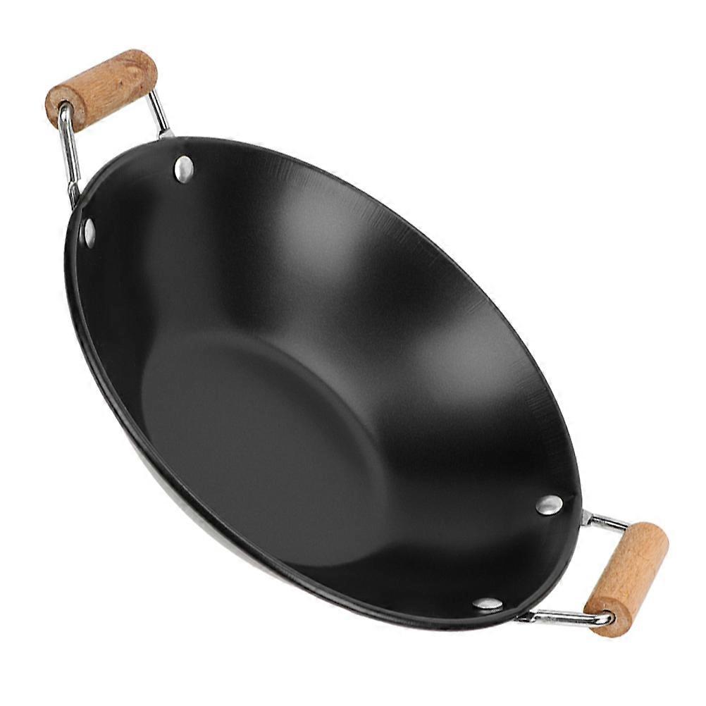 Stainless Steel Cooking Pot with Wooden Handle Compact Wok for Stir Frying and Hot Pot, Versatile for Home and Travel
