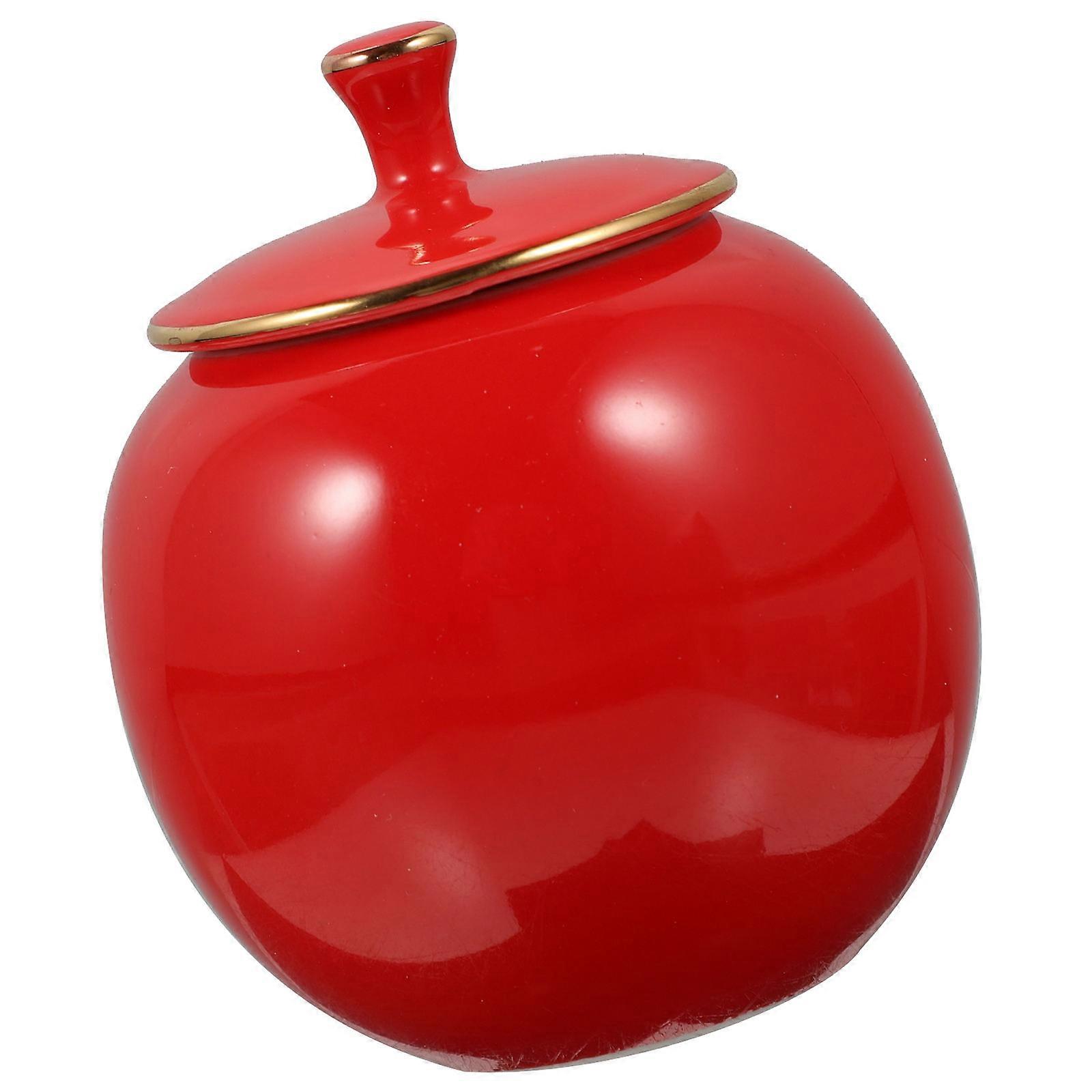 Elegant Ceramic Loose Tea Leaf & Sugar Storage Jar Multi Functional Decorative Canister for Kitchen Use, Red Glaze Design