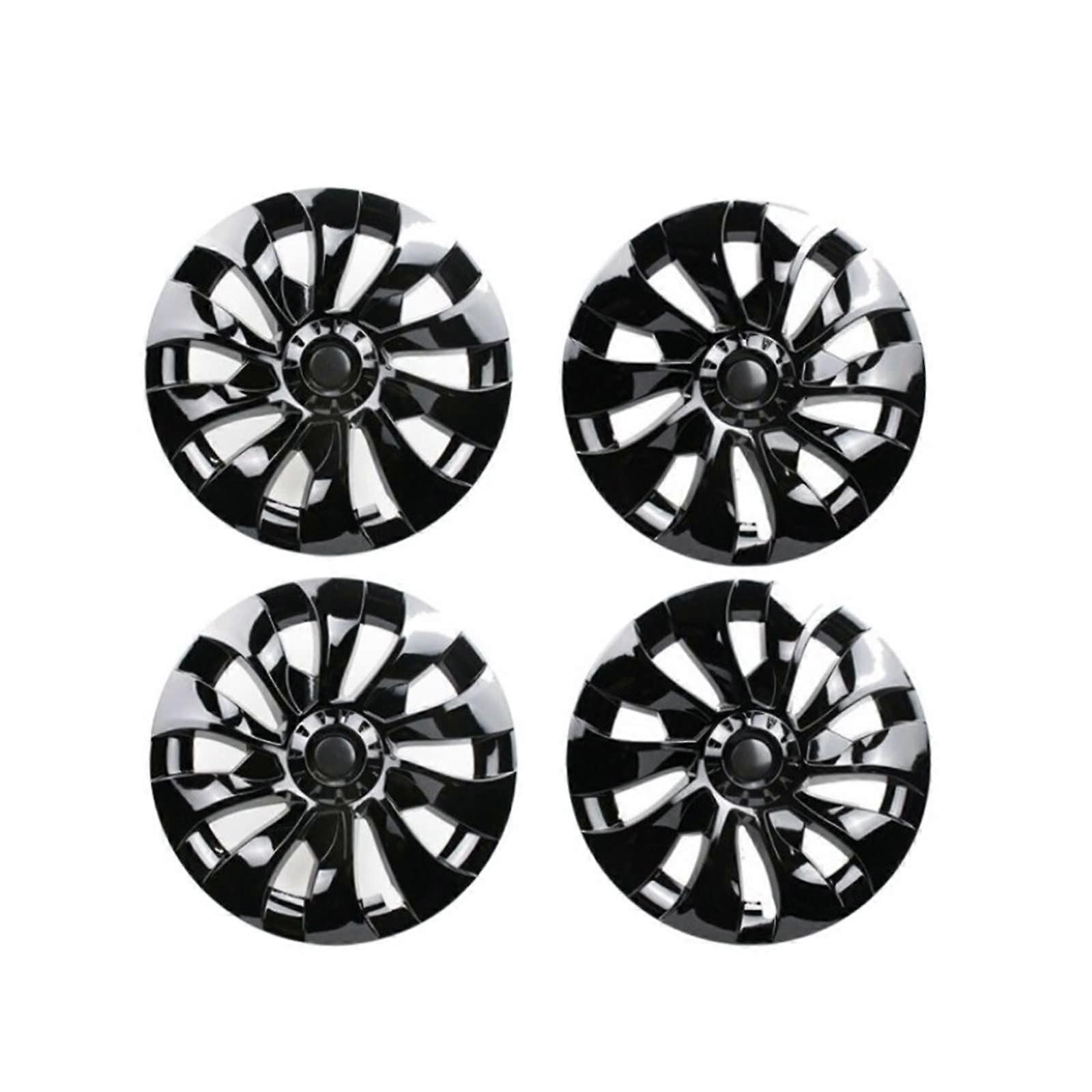 18-Inch Wheel Cover, Full Wheel Hubcap, Auto Performance Replacement Accessory Compatible with 2023 Tesla Model 3 Bright Black