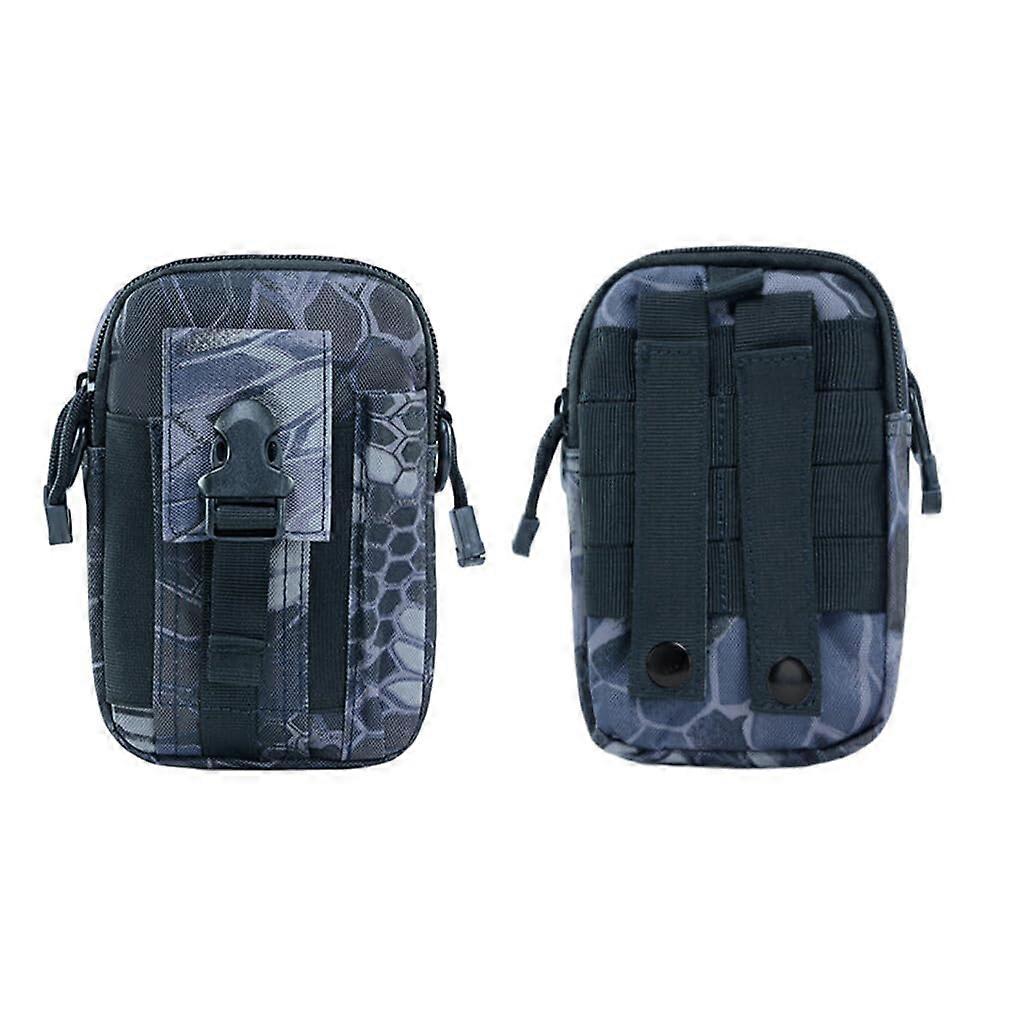 Stylish Belt Bag for Outdoor Adventure, Large Capacity Tactical Waist Bag in Black ACU Fabric with Python Grain Texture