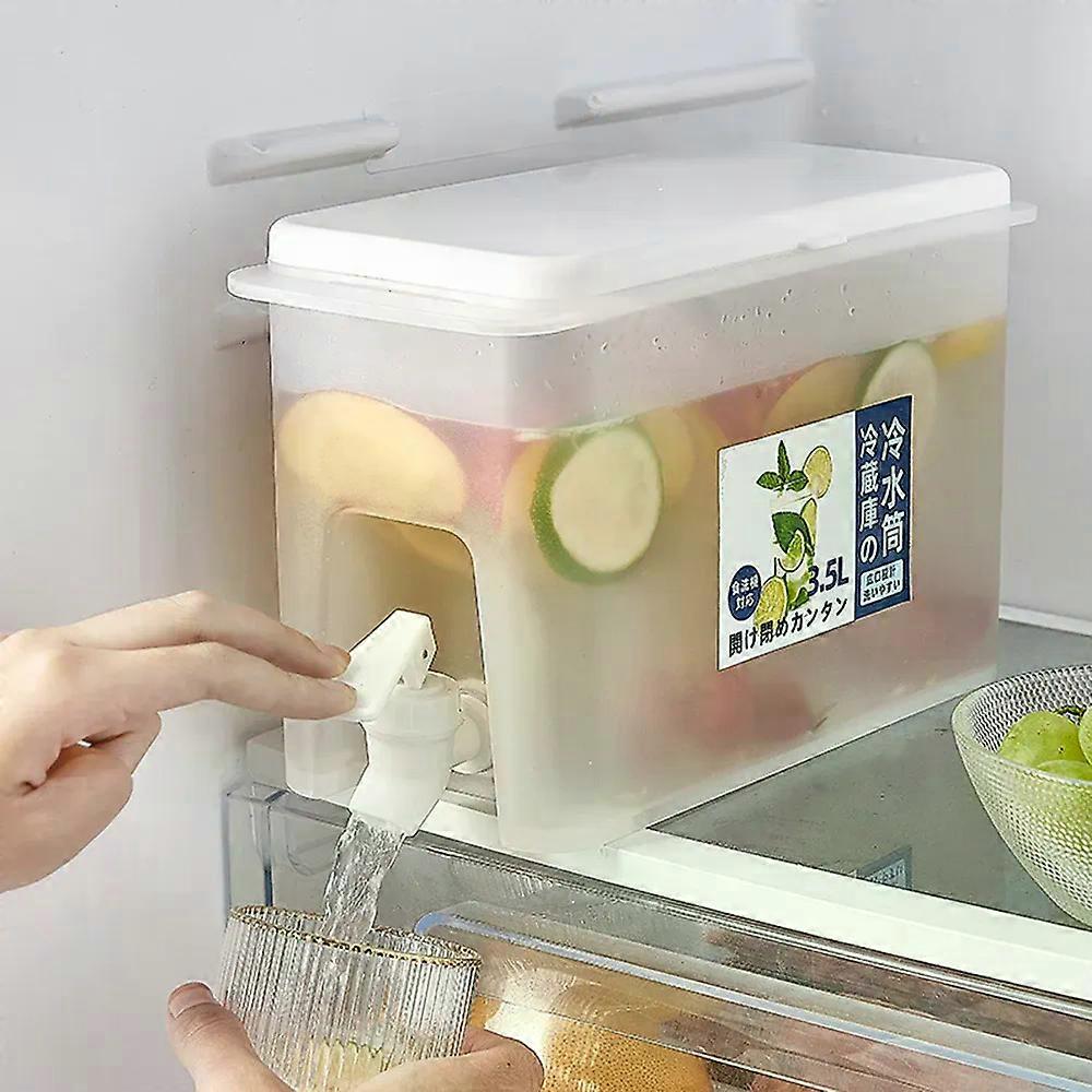3.5L Cold Drink Container with Faucet Fruit Refrigerator Teapot Summer Lemonade Bottle Large Capacity Ice Water Cool Bucket