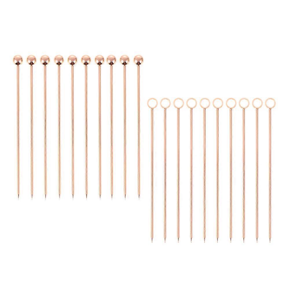 Golden Stainless Steel Cocktail Picks for Decoration 20 Count Unbreakable and Rustproof