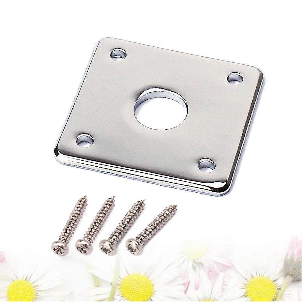 Square Guitar Jack Plate Guitar Pickup Output Input Jack Socket Plate Metal Jack Plate With Screws for Electric Guitar Bass (Silver)