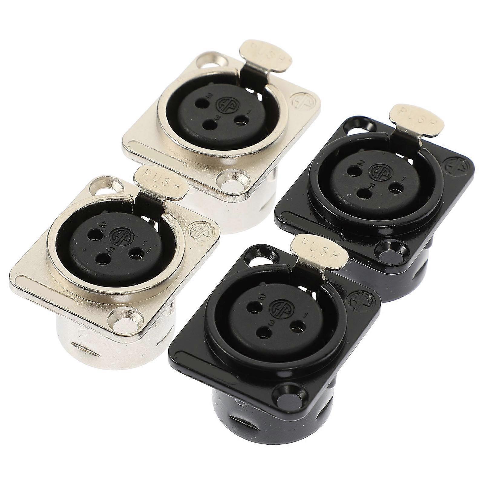 4pcs XLR Female Socket Panel Mount Connectors, Audio Stereo Adapter for Microphone Pin, Compact Design, Reliable Performance for Audio Equipment