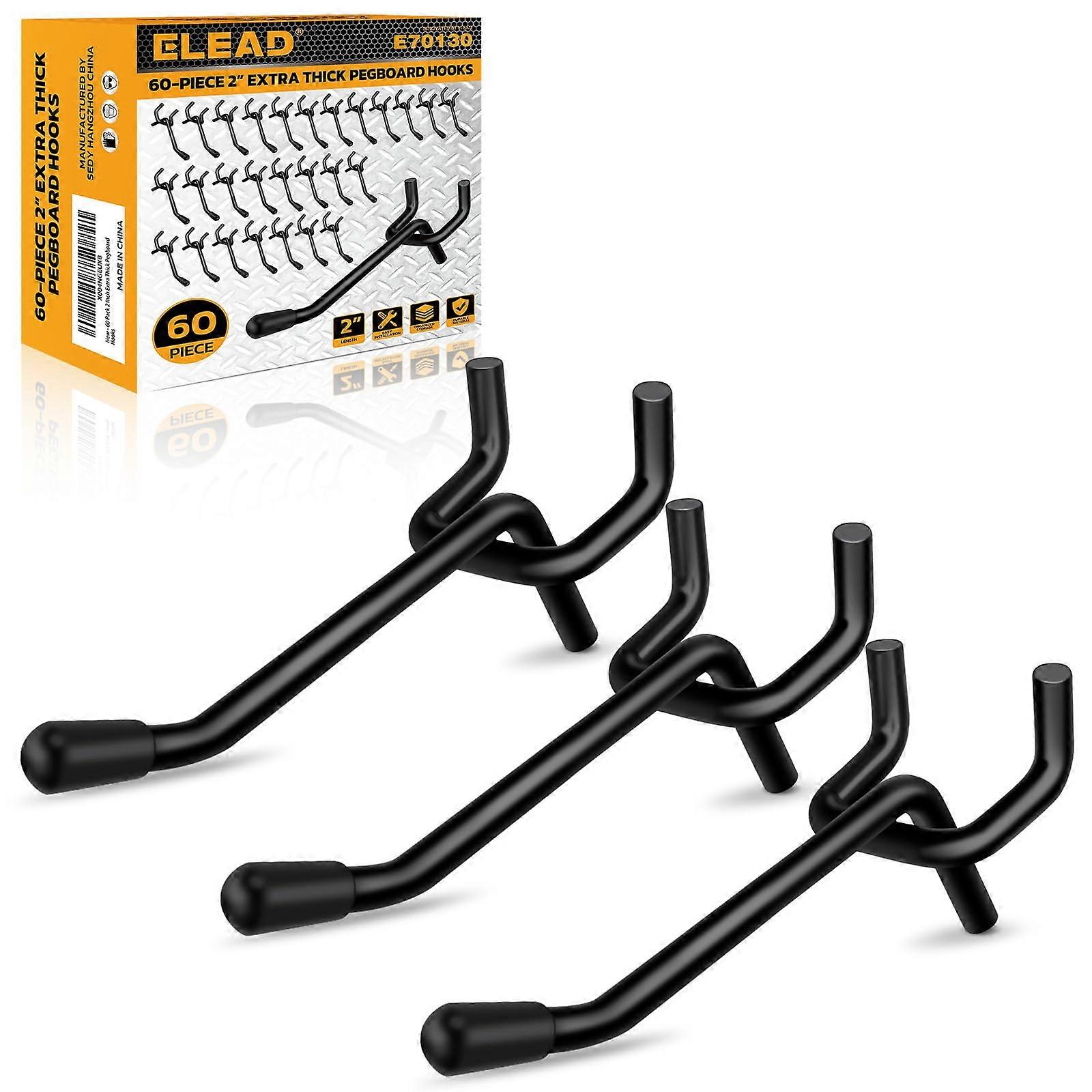 Pegboard Hooks 60-Pack 5.1 Cm Extra Thick For Standard Pegboards