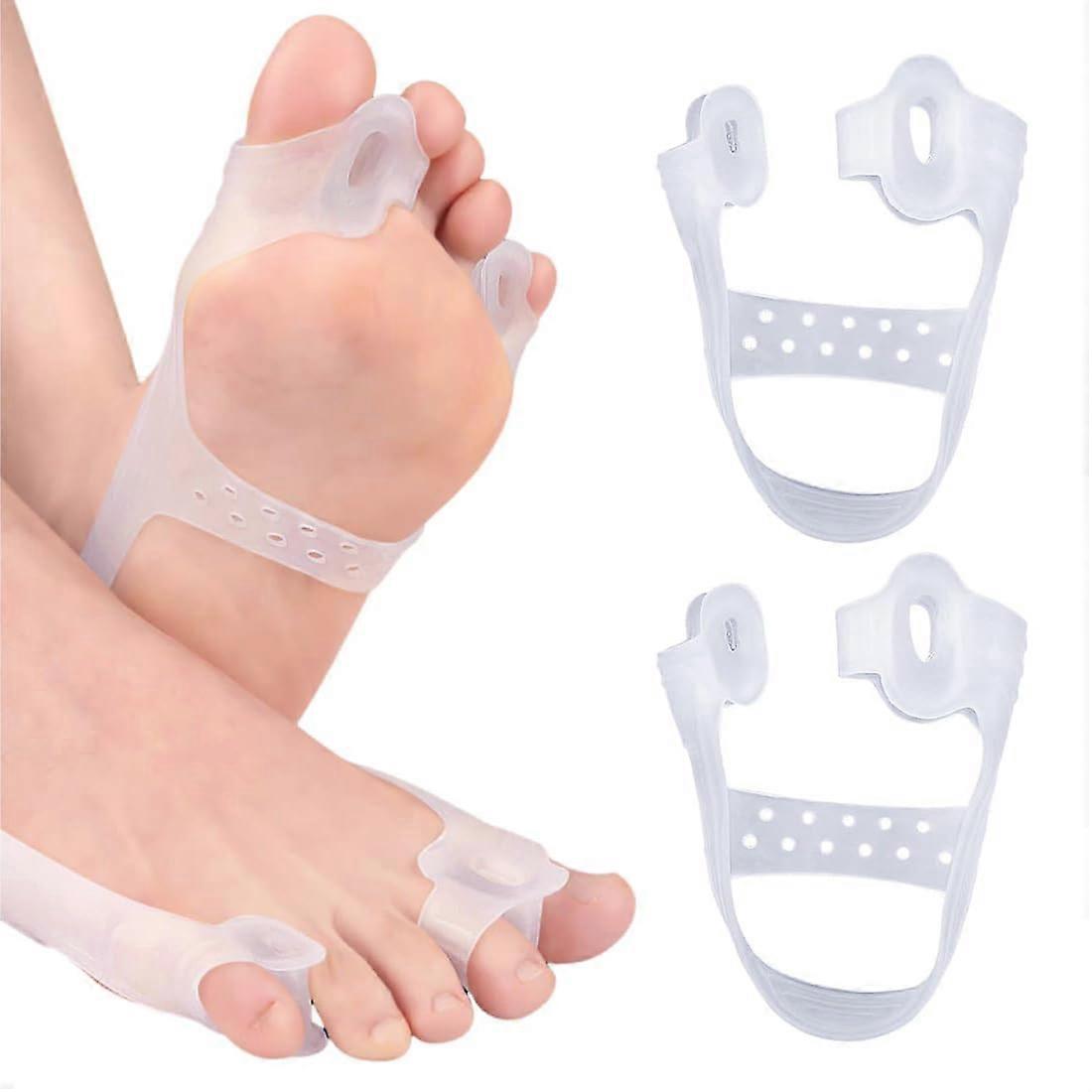 Hallux Valgus Toe Separator Set of 2, Silicone Big Toe Corrector for Bunions, Transparent Foot Care Solution