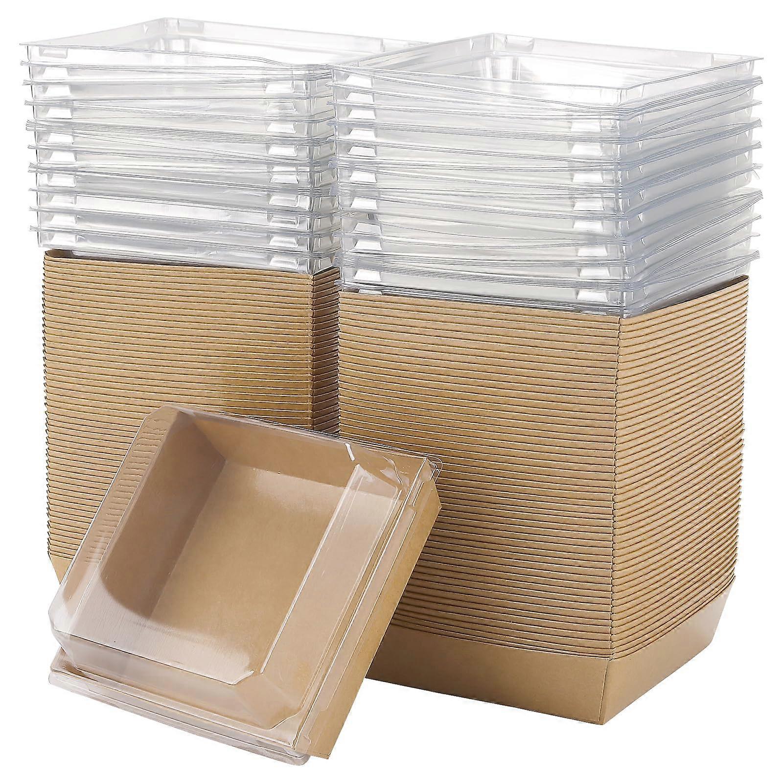 100 PCS Cake Slice Box with Clear Lid, 11 x 12 cm Plastic Charcuterie Box
