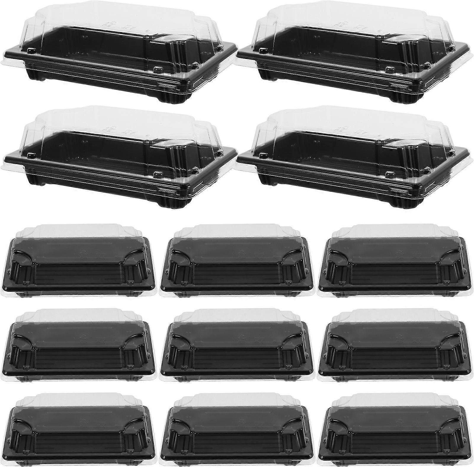 50PCS Disposable Sushi Packing Box Fruit Cake Carry Out Container Take Out Boxes (Black)