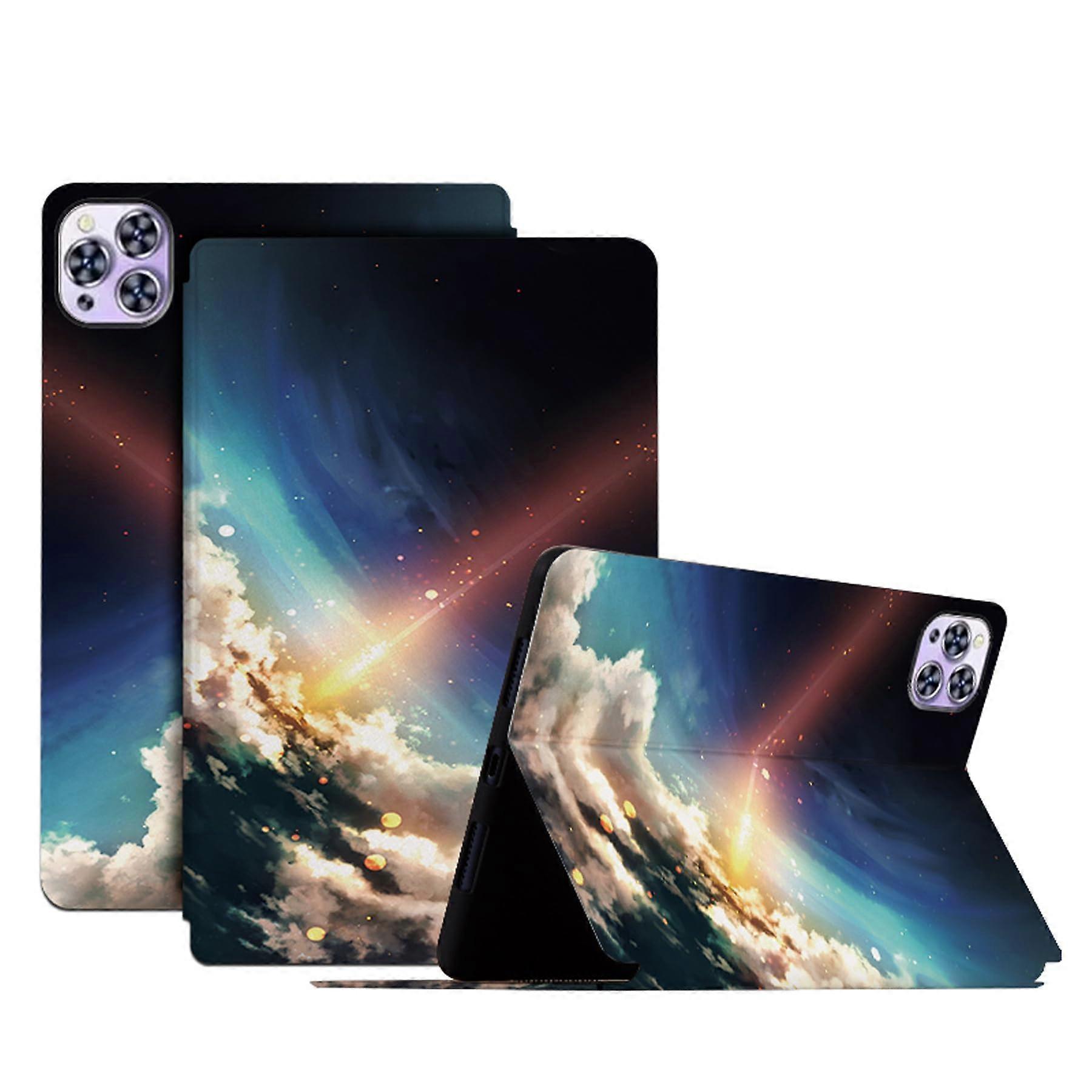 DayQiQiPu Case For TCL Tab 10L Gen 2 10.1 Inch - PU Leather Star Flow Pattern Flip Stand Auto Sleep/Wake Cover 8492A