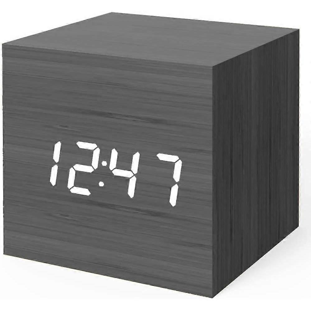 Digital Alarm Clock, Mini Modern Cube Shape Desktop Alarm Clock with LED Light
