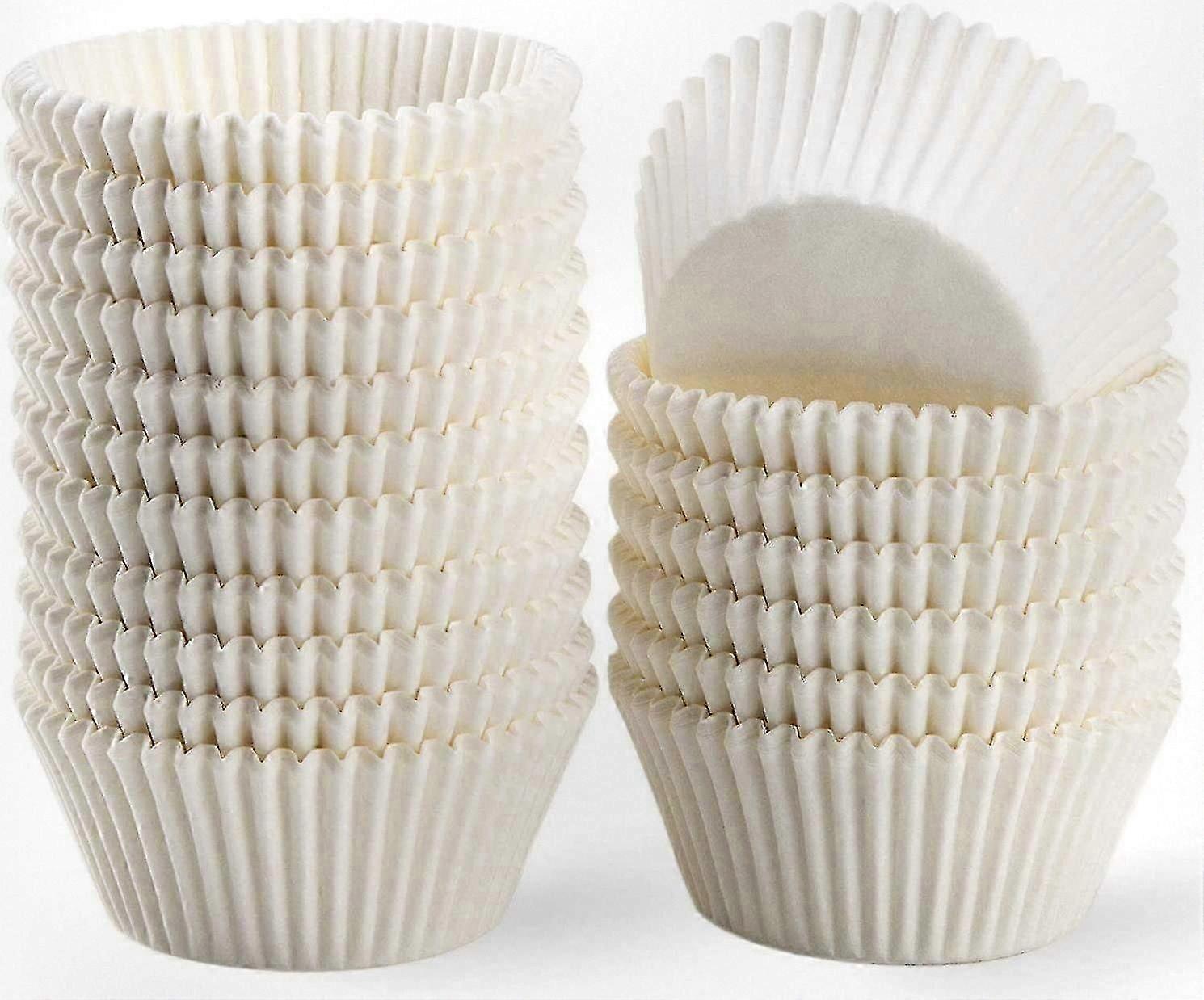 Natural Cupcake Liners for Baking, 500 Count, Food Grade, No Smell & Grease-proof Paper Cups, Suitable for Various Brands, White Color