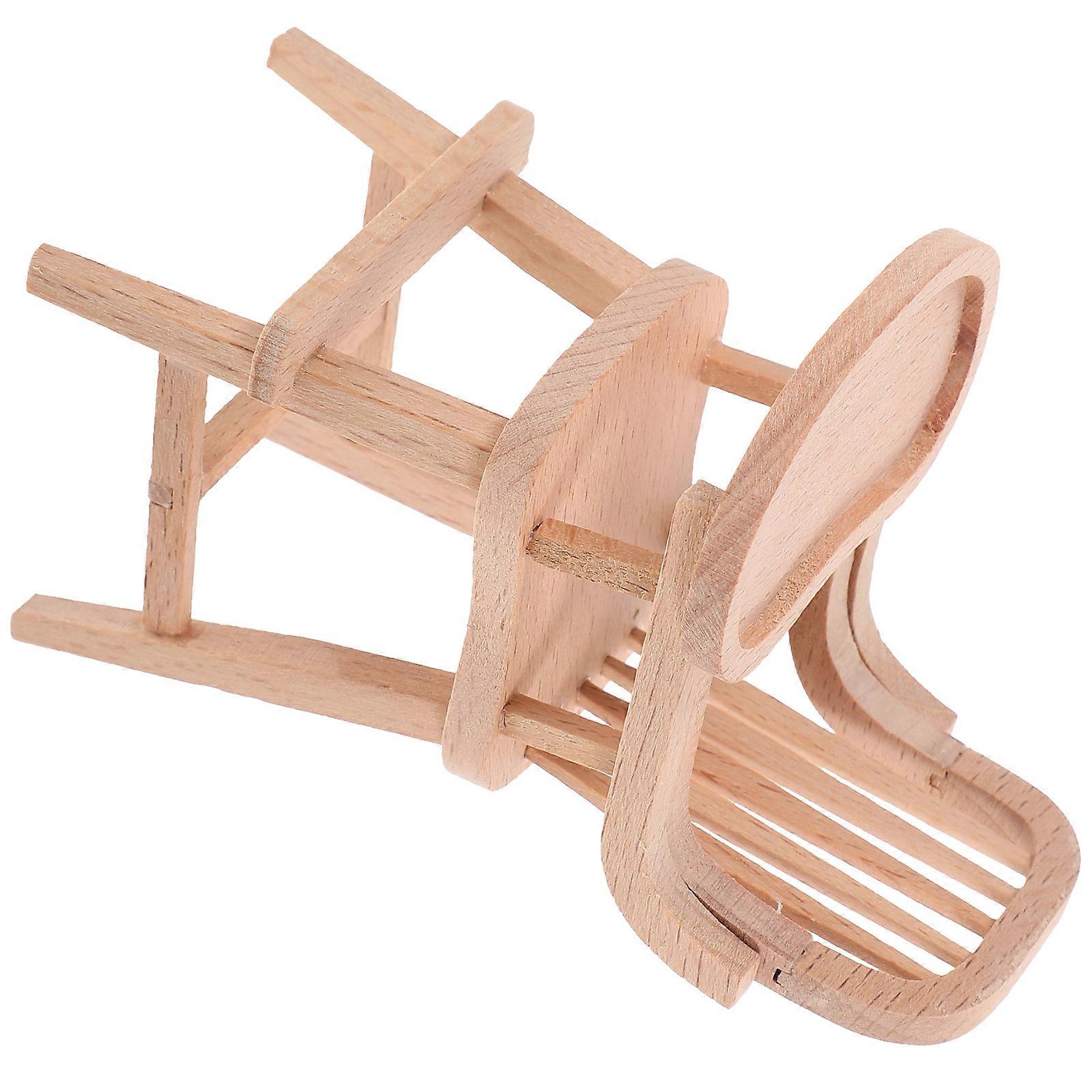 Miniature Highchair Doll Furniture Adorable Beech Wood Accessory for Dollhouse Dining, Photo Props & Room Decor with Smooth Finish
