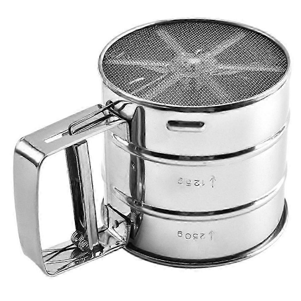 Stainless Steel One-Handed Flour Sieve with Fine Mesh for Powdered Sugar and Baking