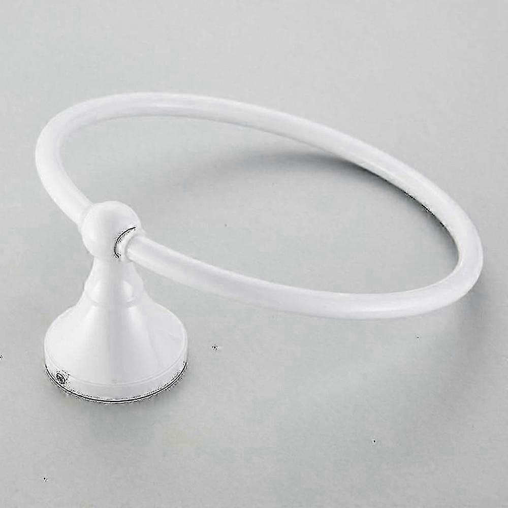 White Brass Wall Mounted Round Towel Ring Holder for Bathroom