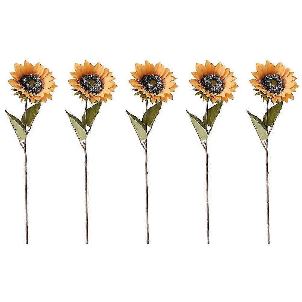 5Pcs Décors De Tournesol Artificiel Tournesols Rétro Simulation Tournesol (Jaune)