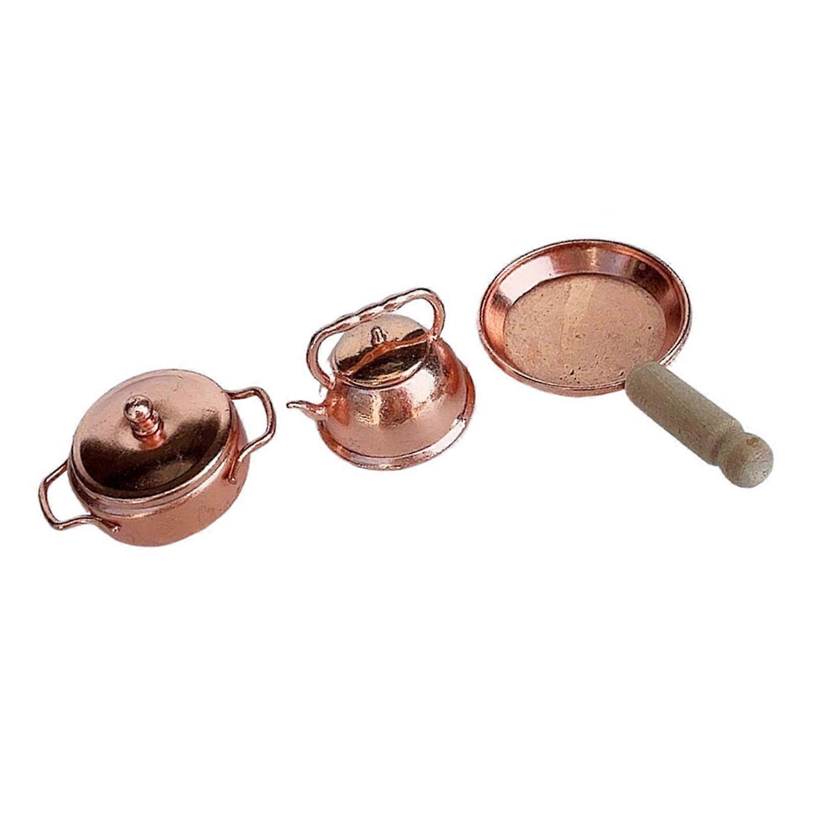 Miniature Kitchen Cooker 1/12 Scale Metal Cookware Strong Design For Realistic Play Scenarios Multicolor