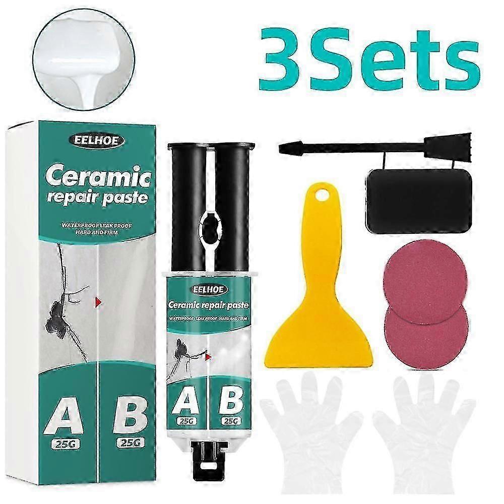3SET Tile Repair AB Glue Set Ceramic Crack Repairing Agent Adhesive Set Porcelain Ceramic Fix Crack Paste For Toilet Floor Wall Tile