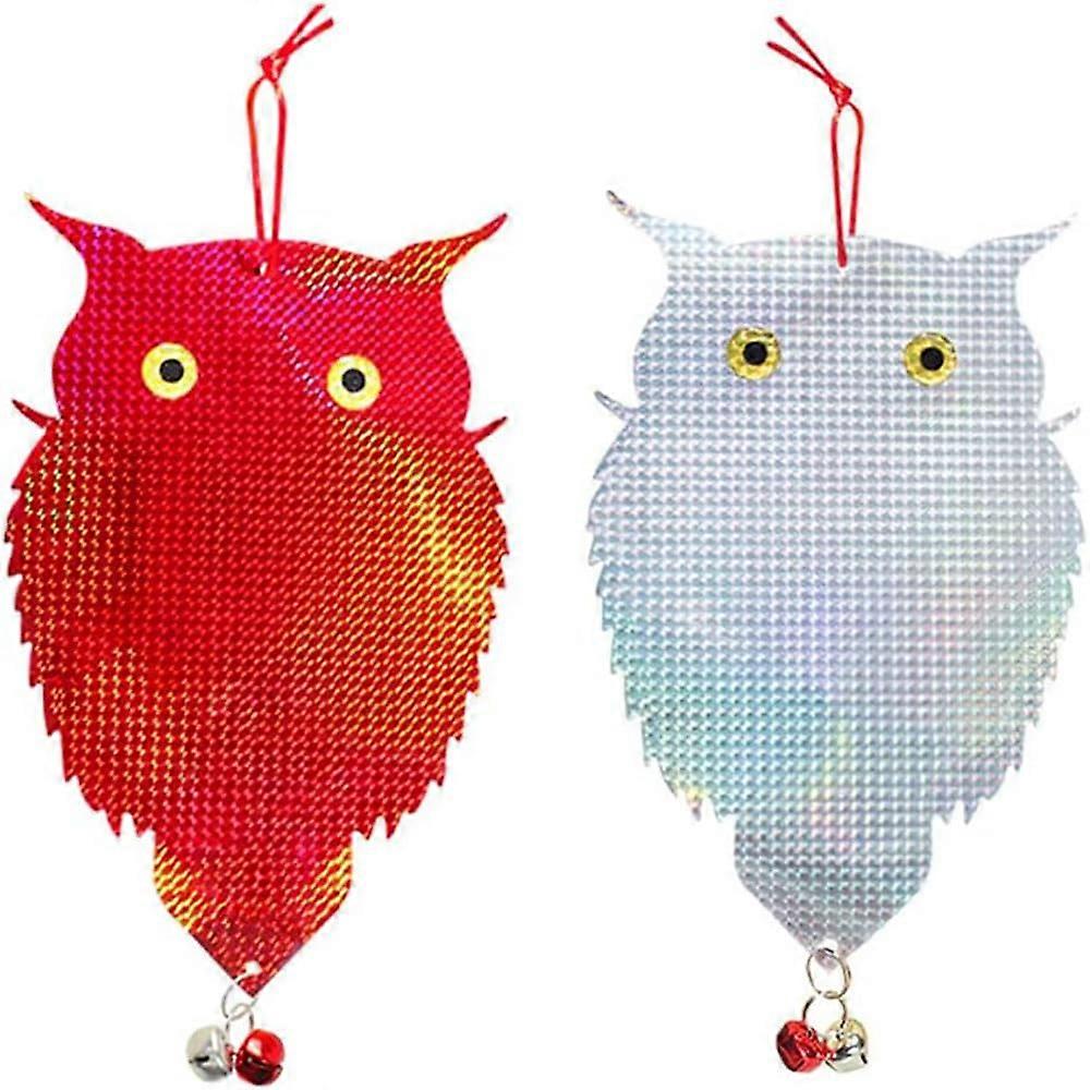 Laser Double-Sided Owl Bird Repellent, Reflective Garden Farm Deterrent, Hanging Owl Decor Light Reflection, Pack Of 2