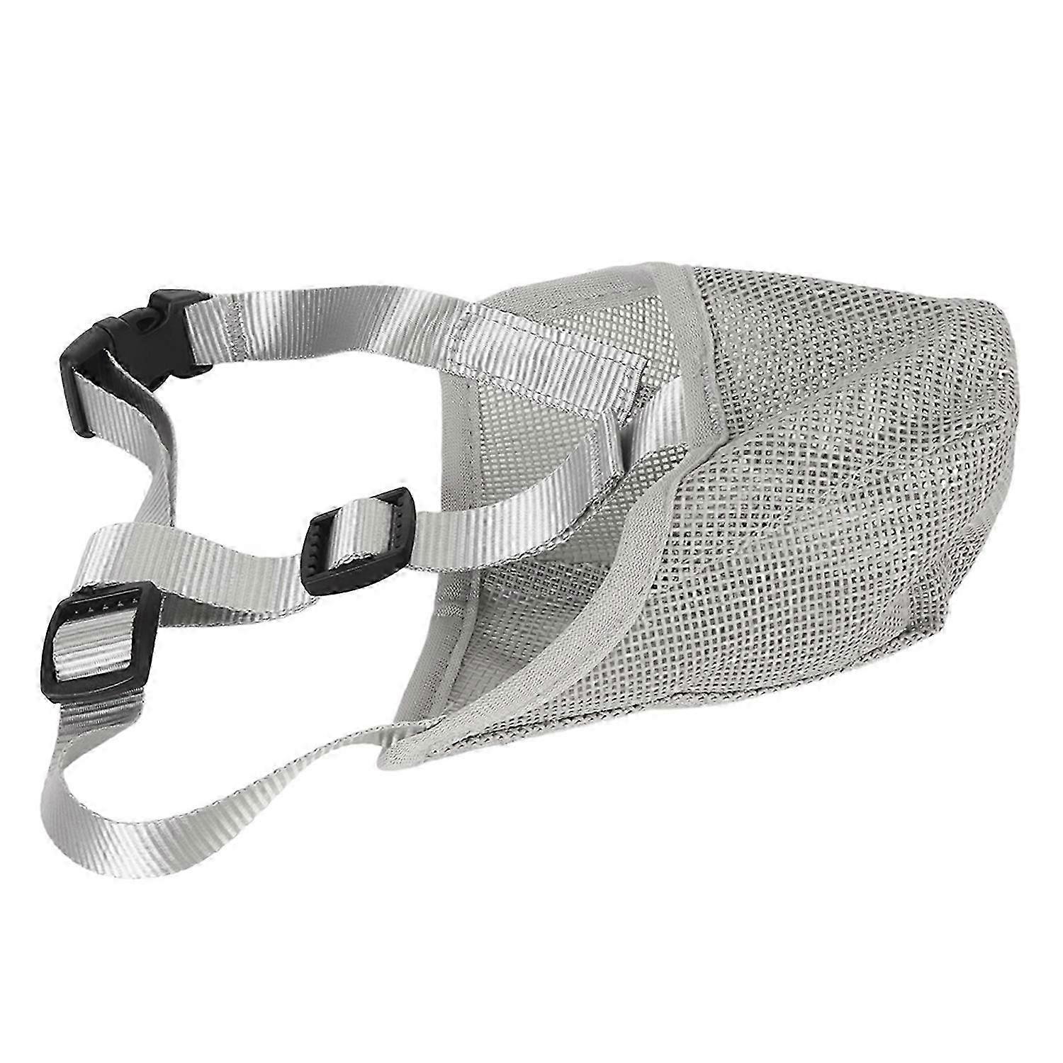 Dog Muzzle Breathable Adjustable Prevent Biting Chewing Pet Mesh Muzzle for Outdoor Training Gray L