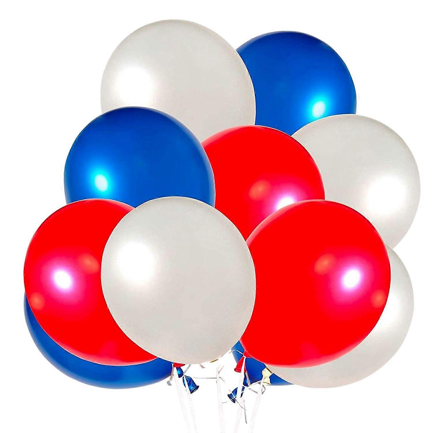 Paquet de 60 ballons rouges, blancs et bleus Ballons de fête de 12 pouces Décoration d’anniversaire de fête parfaite pour